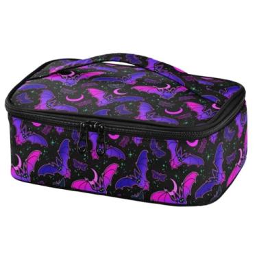 Imagem de MNSRUU Lancheira reutilizável isolada roxa morcego gótico lancheira à prova de vazamento para mulheres/homens, lancheiras térmicas para adultos, trabalho, escritório, piquenique