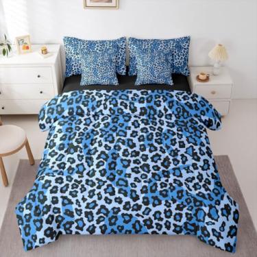 Imagem de Feelyou Conjunto de edredom com estampa de leopardo, 7 peças, Queen, de pele de guepardo, para crianças, meninos, meninas, listras, animal selvagem, textura de microfibra macia