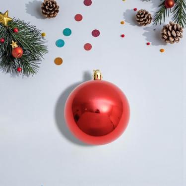 Imagem de Generic 1 peça de bolas de Natal ornamentos de bola de Natal com laço de plástico vermelho brilhante 8 cm