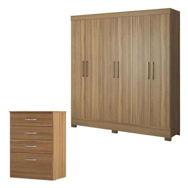 Imagem de Cômoda Astral E Guarda Roupa Casal Prático Amêndola Touch - Demóbile