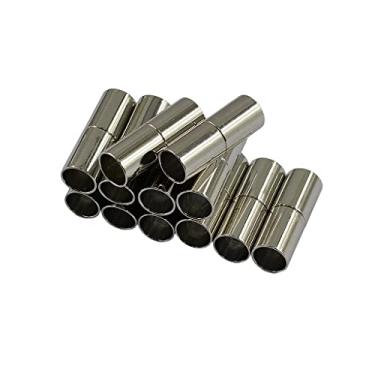 Imagem de Luzhengyang 12 conjuntos de fechos de tubo de prata para fabricação de joias de couro Kumihimo, fecho canelado de aço inoxidável de 20 x 7 mm, kit de acessórios DIY - prata, 17 x 5 mm