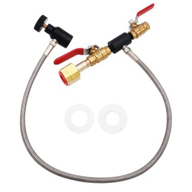 Imagem de Chewtoyo Estação de recarga de CO2 de aço inoxidável com mangueira de 91 cm – Inclui adaptadores Cga320 e G1/2, 6000 Psi para Paintball e Soda Makers