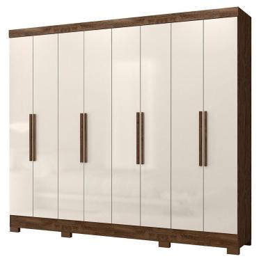 Imagem de Guarda Roupa Casal Diplomata 8 Portas Castanho Wood Off White - Moval Castanho Wood Off White
