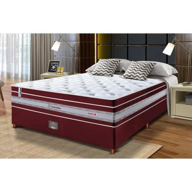 Imagem de Conjunto Cama Box Casal De Molas Ensacadas Cama Inbox Select Euro Soft 138x188x71 Vinho