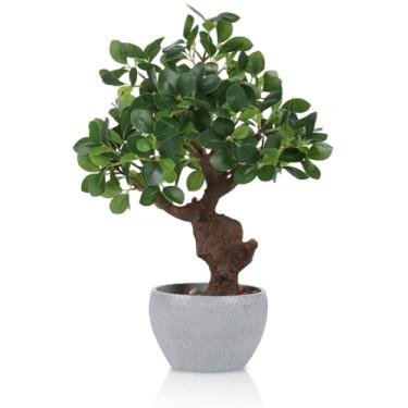 Imagem de TOARTi Bonsai artificial em vaso de planta com vaso de pedra, vaso falso de 38 cm de altura, decoração de mesa, plantas decorativas realistas, decoração interna para casa, quarto, banheiro, mesa de