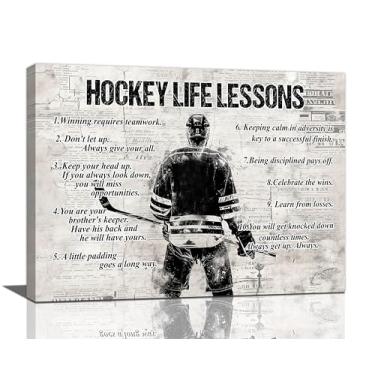 Imagem de Trimety Arte de parede de hóquei inspiradora decoração de parede de hóquei no gelo placa esportiva cinza lona pôster decoração para casa pintura impressa arte para meninos homens meninas quarto sala