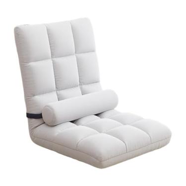 Imagem de ＫＬＫＣＭＳ Cadeira de chão com apoio para as costas, sofá preguiçoso para assistir TV, ajustável, moderno, dobrável, respirável, acolchoado, confortável, Branco