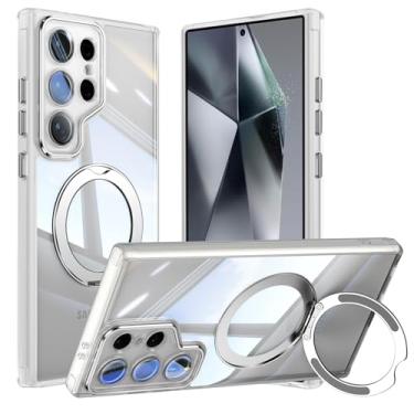 Imagem de Capa de telefone Vanki para Samsung Galaxy S24 Ultra compatível com magnético com suporte S24U Capa magnética com suporte de anel de 360 graus para Samsung S24 capa ultra transparente antiqueda