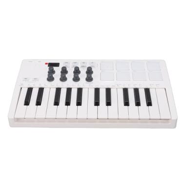 Imagem de Asixxsix Controlador de Teclado MIDI 25 Teclas, Mini Máquina Portátil Beat Maker Sem Fio Bluetooth Com 8 Almofadas de Bateria Retroiluminadas 8 Botões para Produção Musical