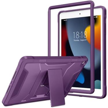 Imagem de VIKESI Capa protetora para iPad 9ª/8ª/7ª geração 2021/2020/2019, iPad 10,2 polegadas, resistente, durável, com suporte, protetor de tela integrado - BlackBerry
