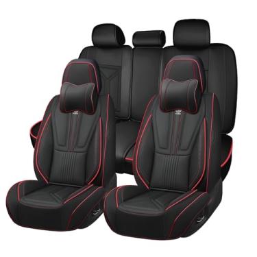 Imagem de Capas de assento de carro adequadas para Mercedes-Benz GLS 450 2017-2025, capa de assento de couro napa conjunto completo à prova d'água cobertura total almofada protetora de assento (Linha preta e