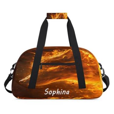 Imagem de Bolsa esportiva personalizada, animal, lobo, galáxia, universo com nome, bolsa de dormir personalizada, bolsa de fim de semana, bolsa de treino para dança, balé, academia, ginástica, mala, viagem