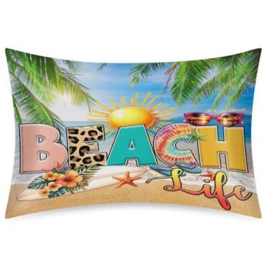 Imagem de Fronha Queen Size de cetim de seda para cabelo e pele, macia, antiderrapante, refrescante, palavra, praia, litoral, com fecho de envelope para dormir, mulheres, homens, crianças, 50 x 76 cm, 1 peça