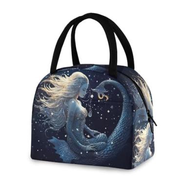 Imagem de Blueangle Lancheira isolada à prova de vazamento – linda bolsa de almoço reutilizável com design de sereia, recipiente compacto para alimentos para escritório, viagens e atividades ao ar livre (766)