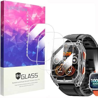 Imagem de Lamshaw Compatível com Karchilor Military Smart Watches Protetor de tela, [3 unidades] Película protetora de tela de vidro temperado 9H compatível com Karchilor XXX 5.1 cm HD Military Smart Watches