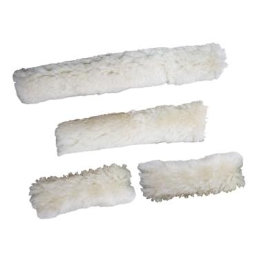 Imagem de Aymzbd Conjunto de 4 peças de para cabresto de cavalo, acessórios para cavalos, capa macia para focinheira, tubos de pelúcia para cabresto para uso no, Bege