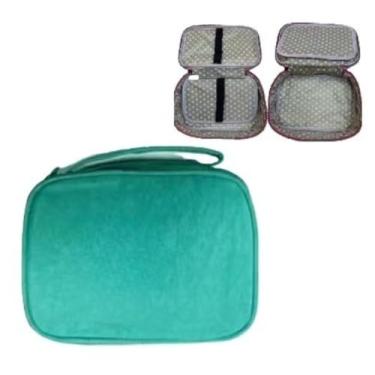 Imagem de Touca de Natação Impermeável，Toca de Natação Adulto，Estojo De Lápis Escolar Juvenil Box Jumbo Nylon Táctico Grande com Divisória(Verde claro（Bolinhas）)