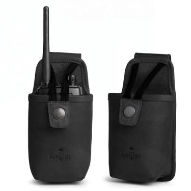 Imagem de Heavy Duty Hide, Estojo de rádio, coldre de cinto para walkie talkie, suporte de rádio bidirecional, lojas e clipes no quadril para fácil acesso, acessórios táticos, couro de flor integral, feito à