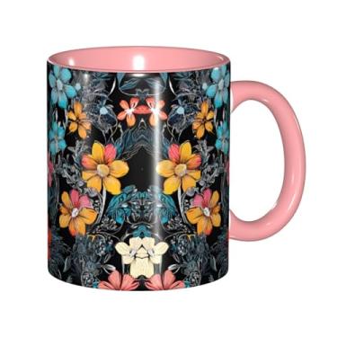 Imagem de Zeraoke Canecas de café criativas com estampa azul floral, personalizadas, presente para família, tamanho de 325 ml, unissex