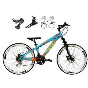 Imagem de Bicicleta Aro 26 Vikingx Tuff Azul/Laranja 21v Alumínio Câmbios Shiman