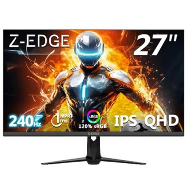Imagem de Monitor gamer Z-Edge UG27QS de 27 polegadas, 2K QHD 1440P, IPS rápido, taxa de atualização de 240 Hz, MPRT de 1 ms, 16,7 milhões de cores, 2 portas DP 1.4 e 2 portas HDMI 2.0
