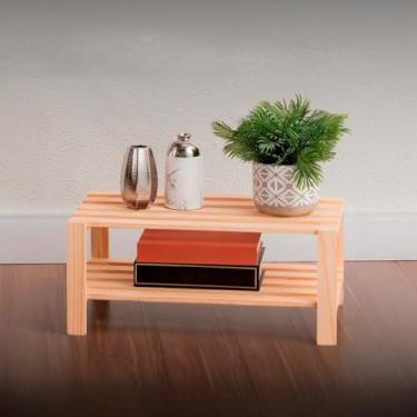 Imagem de Prateleira de Madeira Pinus | Organizador Pequeno para Cozinha, Sala ou Quarto, 70x40x30cm(Natural-MOV09)
