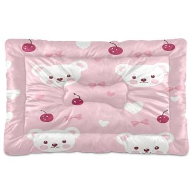 Imagem de Wassud Cama de cachorro com cara de urso fofa, cama de cachorro pequena, tapete lavável para animais de estimação, cama de gato para dormir, viagens, 45 x 61 cm