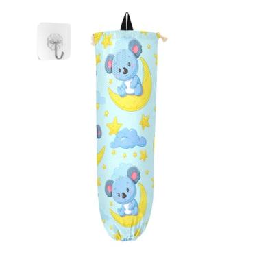 Imagem de xigua Suporte de parede para saco de plástico Koalas de desenho animado com cordão, pacote com 2, organizador de sacolas de compras reutilizáveis, decoração para bolsas, meias, roupas íntimas e