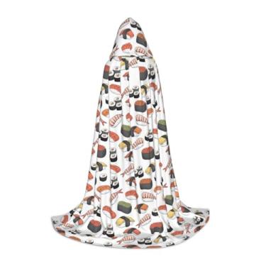 Imagem de Capas com capuz de Halloween com estampa de sushi, mantos góticos renascentistas para cosplay, capas com capuz unissex