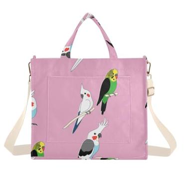 Imagem de Burbuja Sacola feminina de cacatuas, bolsa tiracolo de veludo cotelê, bolsa tiracolo para compras, trabalho, viagens, C263, Small