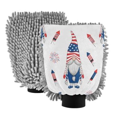 Imagem de STAYTOP Luvas de lavagem de carro Independence Day, 2 peças, luvas de microfibra de chenille, sem arranhões, panos de esponja de lavagem ultra absorventes para carros, limpeza doméstica - M
