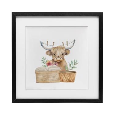 Imagem de Stupell Industries Impressão emoldurada de gado bebê dia lavanderia preta sob vidro, design por Kim Allen, 40,6 x 40,6 cm