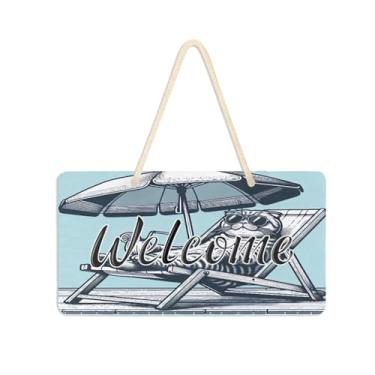 Imagem de Burbuja Placa de boas-vindas de gato deitado em uma poltrona para porta da frente, placa de boas-vindas de PVC para pendurar na parede varanda casa de fazenda, decoração de férias, 15 x 28 cm