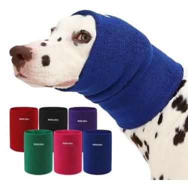 Imagem de AOOLMOL Moletom com capuz calmante para cães e gatos – capa macia de camada dupla para alívio da ansiedade e proteção de ruído, envoltório elástico para cabeça de animal de estimação para cuidados