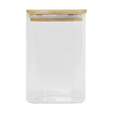 Imagem de Pote Hermético Vidro Borossilicato 1100ml Quadrado - Tampa Bambu