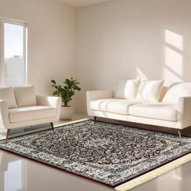 Imagem de 1 Tapete Belga Sala de Estar Sofá Grande Es Cl 200 x 250 Vr (D1Cla Vermelho Branco Preto - Classico Medalhão Floral)