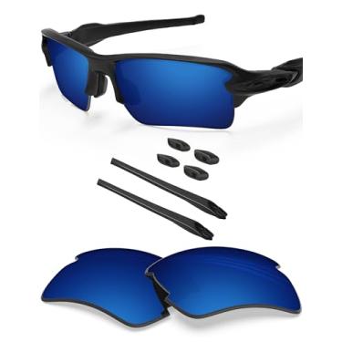 Imagem de BLAZERBUCK Lentes de reposição e kit de meias para óculos de sol Oakley Flak 2.0 XL OO9188, Azul meia-noite - polarizado, 0