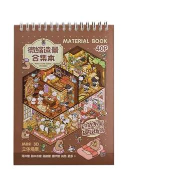 Imagem de Adesivos Cenários 3D Paisagismo Kawaii DIY Scrapbooking para Adultos e Crianças (Caderneta 20 Cenários Marrom)