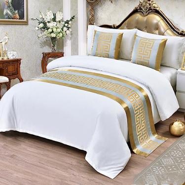 Imagem de Cachecol de corredor de cama Colchas Sólidas Camas de Hotel Cachecóis King Queen Decorativos para Pés de Qualidade Moderna Camas Mantas para Decoração de Quarto de Casa King Size - Ouro 2||50 x 240 cm