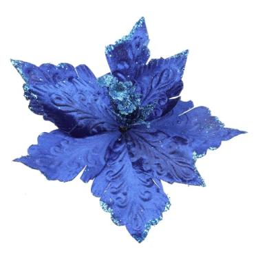 Imagem de ZJchao Ornamento de Flor Artificial Requintado Flor Falsa de Longa Duração para Decoração de Guirlanda de árvore de Natal 28x28cm (#18)