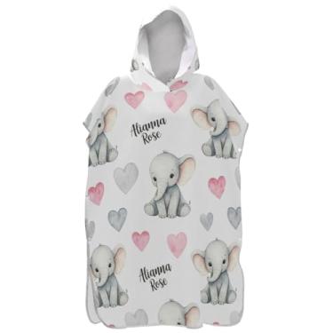 Imagem de Joisal Poncho de surfe trocador de roupão para toalha de praia com capuz Adul ponchos adultos vestíveis para mulheres elefantes fofos branco