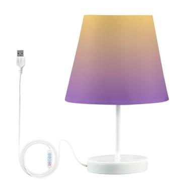 Imagem de Joisal Lâmpada de mesa ombré gradiente ametista amarela com porta de carregamento USB, abajur de mesa com abajur noturno