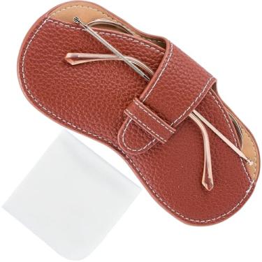 Imagem de CREATCABIN Estojo de óculos de sol de couro PU fino estojo de óculos de sol bolsa portátil para óculos de sol capa leve com pano de limpeza macio presente para mulheres e homens 17 x 9 cm marrom