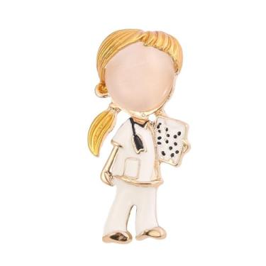Imagem de Broche feminino esmaltado desenho de enfermeira design de suéter clipes de xale, alfinetes de segurança, camisa, roupas, clipes de joias, acessórios para presente de dia das enfermeiras, One Size