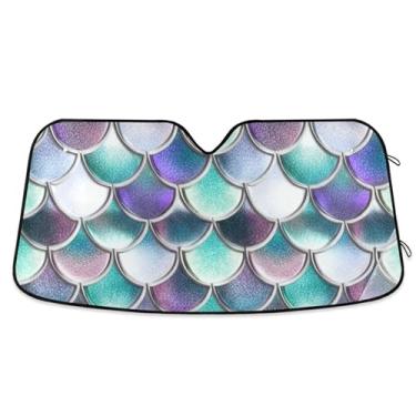 Imagem de Balanças coloridas turquesa personalizado para-sol para para-brisa de carro capa de para-brisa automotiva retrátil dobrável protetor solar floral L, 144,8 cm x 80 cm