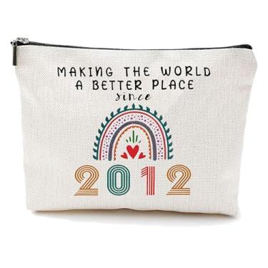 Imagem de IASINN Presentes de feliz aniversário de 18 anos para sua bolsa de maquiagem, organizador de cosméticos para mulheres, filha, namorada, irmã, bolsa de beleza de 2008, presente de aniversário de 18