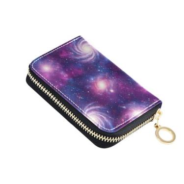 Imagem de Carteira feminina de couro com bloqueio de RFID, carteira feminina com zíper e bolso para moedas vibrante Galaxy SwirlNebulae