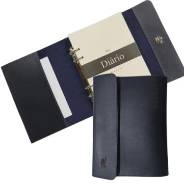 Imagem de Pasta Executiva Agenda Em Couro Fichário Com Refil Meu Diário A5 Raffai Personalizada (Azul)