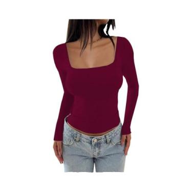 Imagem de Camiseta Básica Feminina De Manga Longa Com Decote Redondo Em Malha Ca