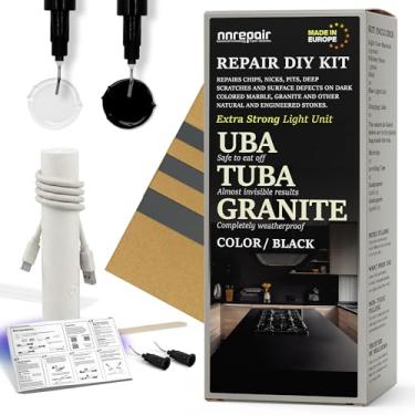 Imagem de Kit de reparo de granito, mármore e pedra para grandes defeitos (preto e UBA Tuba) - Adequado para a maioria dos reparos I corrige lascas quebradas em minutos